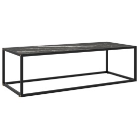 Mesa de centro negra con vidrio de mármol negro 120x50x35 cm de vidaXL, Mesas de centro - Ref: Foro24-322886, Precio: 92,79 €...