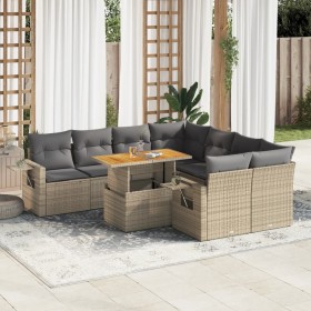 Set de sofás de jardín con cojines 9 pzas ratán sintético beige de , Conjuntos de jardín - Ref: Foro24-3327132, Precio: 742,8...