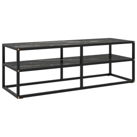 Mueble para TV negro con vidrio de mármol negro 120x40x40 cm de vidaXL, Muebles TV - Ref: Foro24-322862, Precio: 103,99 €, De...