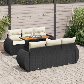 Set de sofás de jardín 7 pzas con cojines ratán sintético negro de , Conjuntos de jardín - Ref: Foro24-3327220, Precio: 552,7...