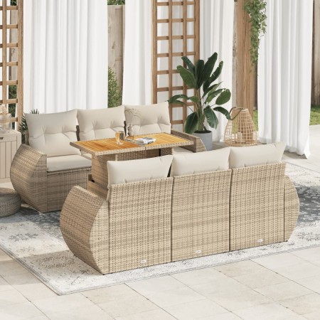 Set sofás de jardín 7 piezas y cojines ratán sintético beige von , Gartensets - Ref: Foro24-3327222, Preis: 683,21 €, Rabatt: %