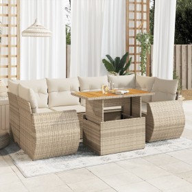 Set sofás de jardín 7 piezas y cojines ratán sintético beige de , Conjuntos de jardín - Ref: Foro24-3327229, Precio: 618,98 €...