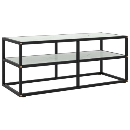 Schwarze TV-Möbel mit weißem Marmorglas 100x40x40 cm von vidaXL, TV-Möbel - Ref: Foro24-322857, Preis: 80,22 €, Rabatt: %