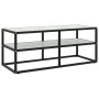 Mueble para TV negro con vidrio de mármol blanco 100x40x40 cm de vidaXL, Muebles TV - Ref: Foro24-322857, Precio: 80,22 €, De...