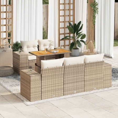 Juego de sofás jardín con cojines 6 pzas ratán sintético beige von , Gartensets - Ref: Foro24-3327327, Preis: 654,56 €, Rabat...