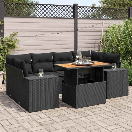 Set de sofás de jardín 7 pzas con cojines ratán sintético negro von , Gartensets - Ref: Foro24-3327338, Preis: 584,96 €, Raba...