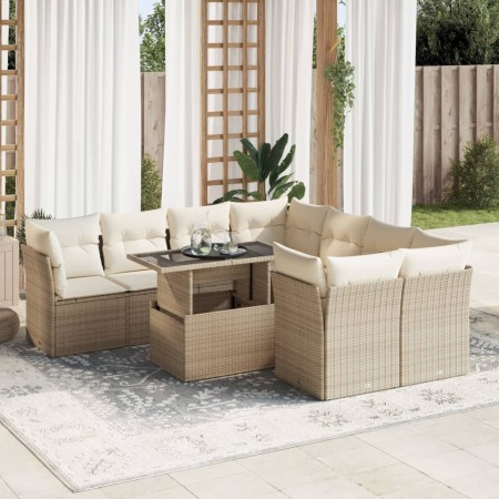 Set de sofás de jardín con cojines 9 pzas ratán sintético beige von , Gartensets - Ref: Foro24-3326129, Preis: 814,92 €, Raba...