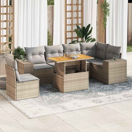 Set sofás de jardín 7 piezas y cojines ratán sintético beige by , Garden sets - Ref: Foro24-3327384, Price: 618,66 €, Discoun...