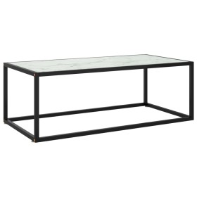 Mesa de centro negra con vidrio de mármol blanco 100x50x35 cm de vidaXL, Mesas de centro - Ref: Foro24-322881, Precio: 72,99 ...