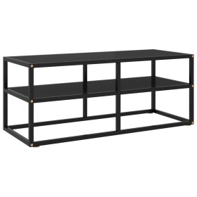 Mueble para TV negro con vidrio negro 100x40x40 cm de vidaXL, Muebles TV - Ref: Foro24-322856, Precio: 84,99 €, Descuento: %