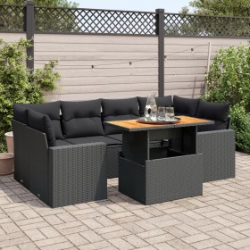 Set de sofás de jardín 7 pzas con cojines ratán sintético negro von , Gartensets - Ref: Foro24-3327002, Preis: 573,01 €, Raba...