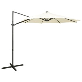 Cantilever parasol with pole and LED lights 300 cm sand by vidaXL, Umbrellas - Ref: Foro24-312336, Price: 118,99 €, Discount: %