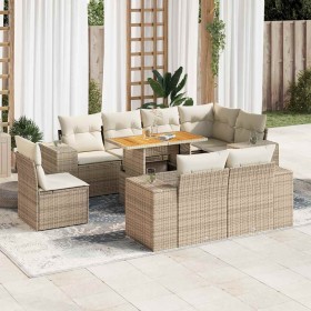 Set de sofás de jardín con cojines 9 pzas ratán sintético beige by , Garden sets - Ref: Foro24-3327390, Price: 935,48 €, Disc...