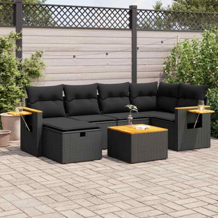 Set de sofás de jardín 7 pzas con cojines ratán sintético negro | Foro24|Onlineshop| Casa, Jardín y Más Foro24.es