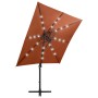 Cantilever parasol with pole and terracotta LED lights 250 cm by vidaXL, Umbrellas - Ref: Foro24-312327, Price: 164,99 €, Dis...