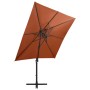 Cantilever parasol with pole and terracotta LED lights 250 cm by vidaXL, Umbrellas - Ref: Foro24-312327, Price: 164,71 €, Dis...