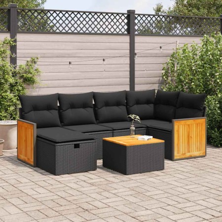 Set de sofás de jardín 7 pzas con cojines ratán sintético negro | Foro24|Onlineshop| Casa, Jardín y Más Foro24.es