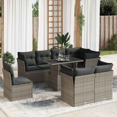 Set de sofás de jardín con cojines 9 pzas ratán sintético gris | Foro24|Onlineshop| Casa, Jardín y Más Foro24.es