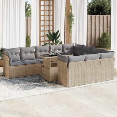 Set de sofás de jardín 11pzas con cojines ratán sintético beige | Foro24|Onlineshop| Casa, Jardín y Más Foro24.es