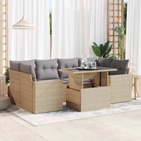 Set sofás de jardín 7 piezas y cojines ratán sintético beige | Foro24|Onlineshop| Casa, Jardín y Más Foro24.es