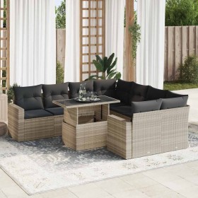 Set muebles jardín 9 pzas y cojines ratán sintético gris claro by , Garden sets - Ref: Foro24-3326293, Price: 723,29 €, Disco...