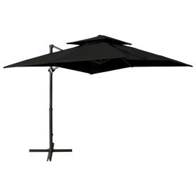 Cantilever umbrella with double cover black 250x250 cm by vidaXL, Umbrellas - Ref: Foro24-312356, Price: 236,30 €, Discount: %