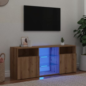 Mueble TV luces LED madera ingeniería roble