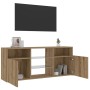 Mueble TV luces LED madera ingeniería roble artisan 120x30x50cm | Foro24|Onlineshop| Casa, Jardín y Más Foro24.es