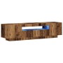 Mueble TV luces LED madera ingeniería envejecida 160x35x40 cm de , Muebles TV - Ref: Foro24-856359, Precio: 109,58 €, Descuen...