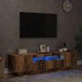 Mueble TV luces LED madera ingeniería envejecida 160x35x40 cm de , Muebles TV - Ref: Foro24-856359, Precio: 109,58 €, Descuen...