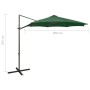 Cantilever parasol with pole and green LED lights 300 cm by vidaXL, Umbrellas - Ref: Foro24-312337, Price: 118,00 €, Discount: %