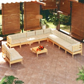 Muebles de jardín 12 piezas cojines madera maciza de pino de vidaXL, Conjuntos de jardín - Ref: Foro24-3096857, Precio: 909,7...