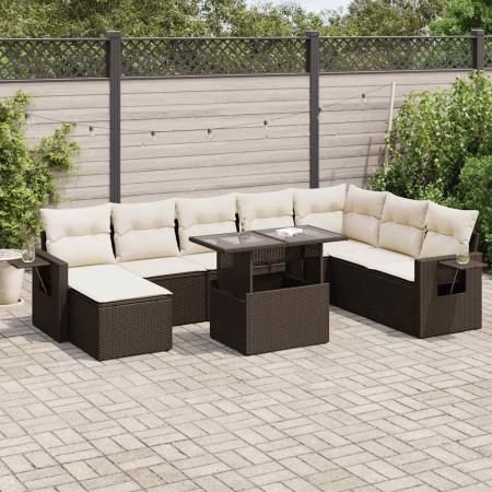 Set de sofás de jardín 9 pzas y cojines ratán sintético marrón by , Garden sets - Ref: Foro24-3326534, Price: 600,22 €, Disco...