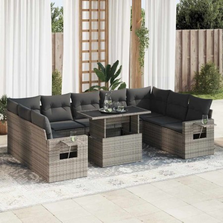 Set de sofás de jardín y cojines 10 pzas ratán sintético gris | Foro24|Onlineshop| Casa, Jardín y Más Foro24.es