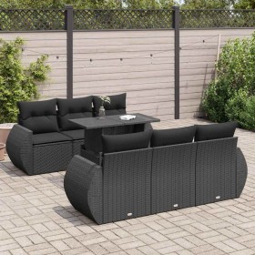 Set de sofás de jardín 7 pzas con cojines ratán sintético negro von , Gartensets - Ref: Foro24-3326576, Preis: 582,66 €, Raba...