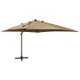 Cantilever umbrella with pole and taupe gray LED lights 300 cm by vidaXL, Umbrellas - Ref: Foro24-312347, Price: 197,75 €, Di...