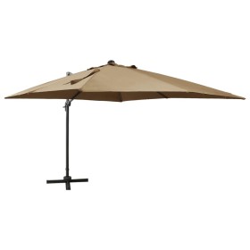 Freischwingender Sonnenschirm mit Mast und LED-Leuchten taupe grau 300 cm von vidaXL, Sonnenschirme - Ref: Foro24-312347, Pre...