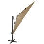 Freischwingender Sonnenschirm mit Mast und LED-Leuchten taupe grau 300 cm von vidaXL, Sonnenschirme - Ref: Foro24-312347, Pre...