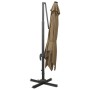 Freischwingender Sonnenschirm mit Mast und LED-Leuchten taupe grau 300 cm von vidaXL, Sonnenschirme - Ref: Foro24-312347, Pre...