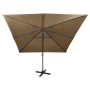 Freischwingender Sonnenschirm mit Mast und LED-Leuchten taupe grau 300 cm von vidaXL, Sonnenschirme - Ref: Foro24-312347, Pre...