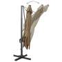 Freischwingender Sonnenschirm mit Mast und LED-Leuchten taupe grau 300 cm von vidaXL, Sonnenschirme - Ref: Foro24-312347, Pre...