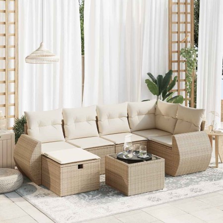 Set sofás de jardín 7 piezas y cojines ratán sintético beige von , Gartensets - Ref: Foro24-3325594, Preis: 564,71 €, Rabatt: %