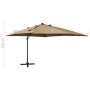 Sombrilla voladiza con poste y luces LED gris taupe 300 cm de vidaXL, Sombrillas - Ref: Foro24-312347, Precio: 197,75 €, Desc...