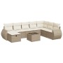 Set de sofás de jardín con cojines 9 pzas ratán sintético beige by , Garden sets - Ref: Foro24-3325644, Price: 699,99 €, Disc...