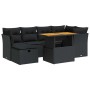 Set sofás jardín y cojines 7 pzas ratán sintético acacia negro by , Garden sets - Ref: Foro24-3327972, Price: 517,61 €, Disco...