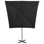 Cantilever umbrella with pole and black 250 cm LED lights by vidaXL, Umbrellas - Ref: Foro24-312324, Price: 174,55 €, Discoun...