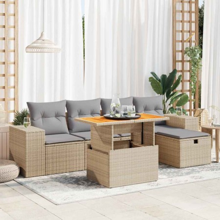 Set sofás jardín y cojines 6 pzas ratán sintético acacia beige | Foro24|Onlineshop| Casa, Jardín y Más Foro24.es