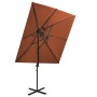 Cantilever umbrella with double terracotta cover 250x250 cm by vidaXL, Umbrellas - Ref: Foro24-312367, Price: 185,34 €, Disco...