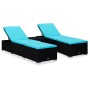 Garden loungers and table 3 pieces black synthetic rattan by vidaXL, Loungers - Ref: Foro24-3057668, Price: 379,47 €, Discoun...