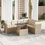 Set sofás de jardín 7 piezas y cojines ratán sintético beige de , Conjuntos de jardín - Ref: Foro24-3326169, Precio: 572,79 €...